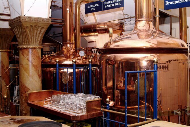 Beer and Brewery Tour in Munich - The beer lineup: two 0.5-liter pours and a pretzel